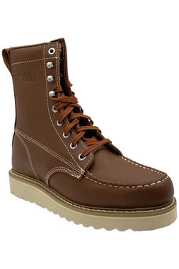 Work America Men's Crepe Wedged Sole 8" Leather Boot Tan - Medium